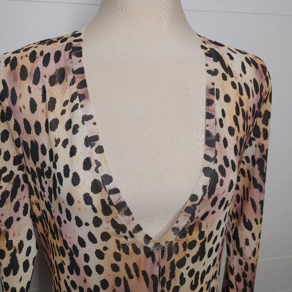 Good American Cheetah Mesh Midi Dress Size 2XL (5) - Picture 7 of 14